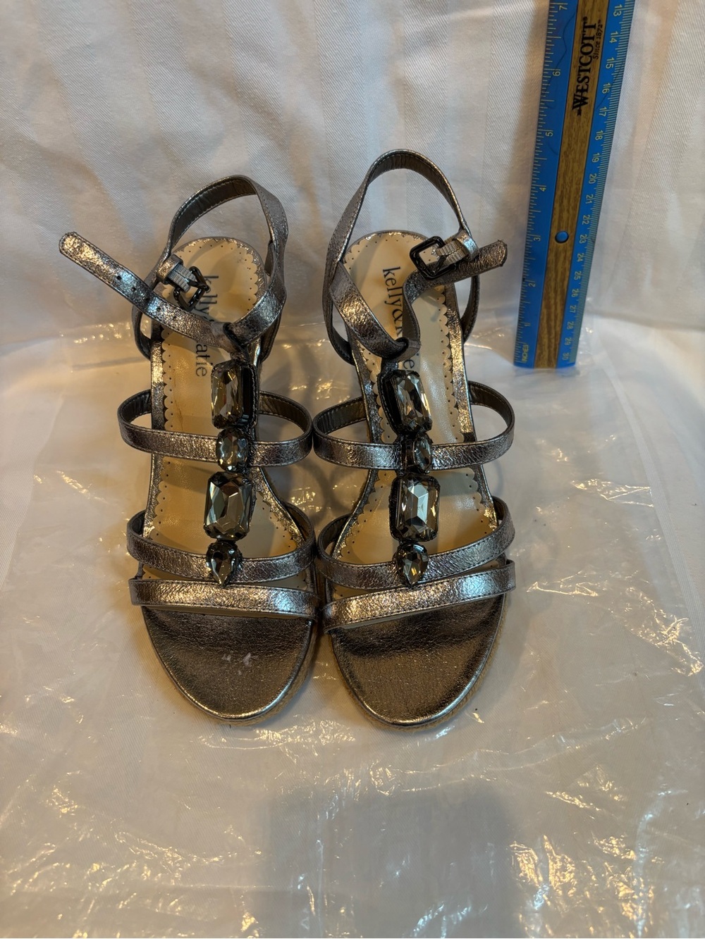 Kelly & Katie Silver Strappy Gemstone Dress Sandals